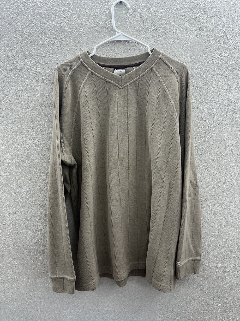 Columbia X.C.O Men's Sweater Size XL Brown Ribbed V-Neck Long Sleeve
